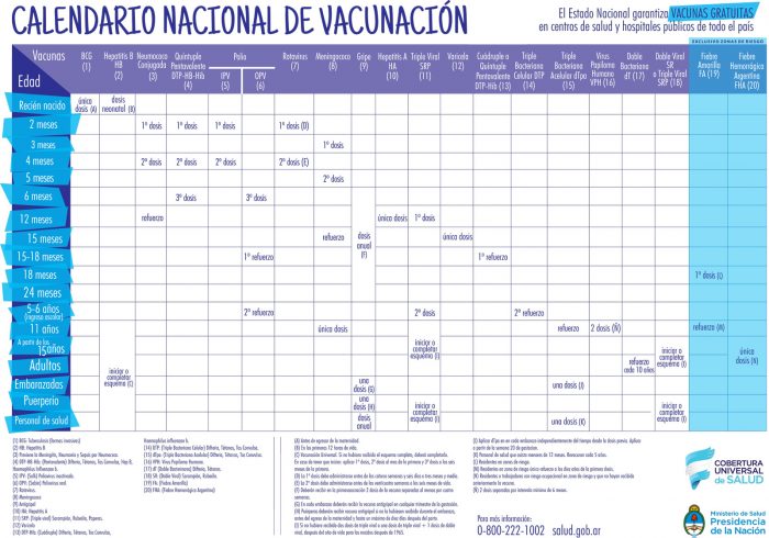 calendario nacional de vacunación