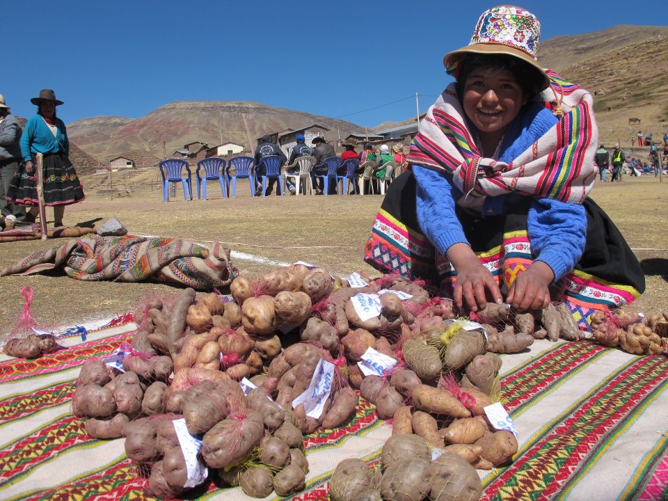 mujer vendiendo papas