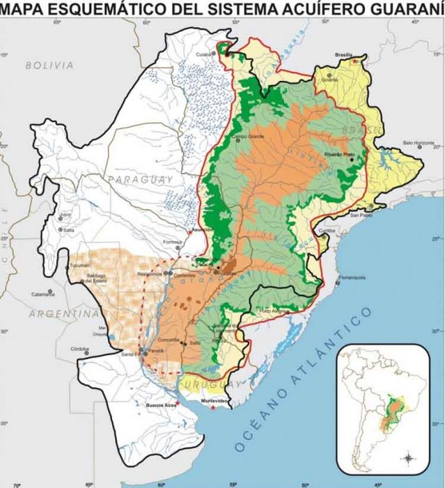 Mapa del acuífero Guaraní
